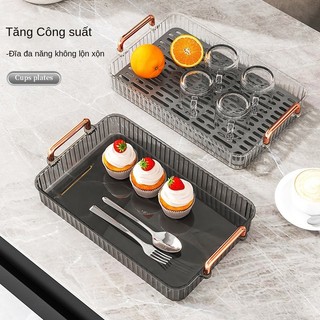 Ánh Sáng Sang Trọng Thoát Đĩa Hình Chữ Nhật Hai Lớp Giá Đỡ Cốc Phòng Khách Nhà Khay Bảo Quản Cốc Giá Để Đồ