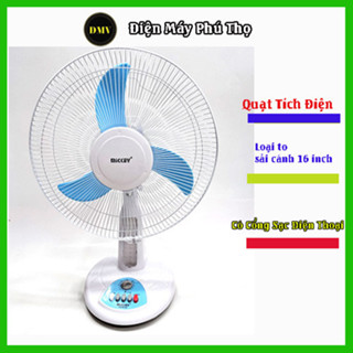 Quạt tích điện Mickey TD-9103 loại 2 bình ắc quy , sải cánh 16cm, có cổng sạc điện thoại , siêu mát