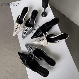 SOERVIMY Giày Cao Gót Mũi Nhọn GIÀY SANDAL Thời Trang Mới 2023 Cho Nữ Cổ điển Kiểu dáng độc đáo Điều chỉnh được Đi biển FGL2430WSZ 17Z240426
