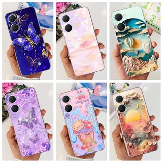 Dành Cho Vivo Y100 5G Y27 Y17s Y16 Y22 Y22s Y35 Y02 Y02T Y02s V30 Lite T3 5G Ốp Lưng Bướm Đẹp Nghệ Thuật Sơn Mềm Silicon