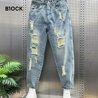 B1OCK quần jean nam quần ống rộng quần dài nam 2024 NEW STYLE MNK24412NA 17Z240426