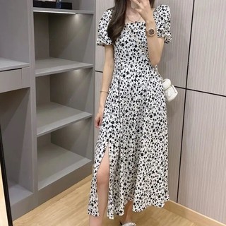 2023 Phiên Bản Hàn Quốc Thời Trang Mùa Hè In Hoa Cổ Vuông Dài Tay Quần Áo Nữ
