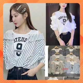  Áo len IN CHỮ RỚT VAI tay ngắn