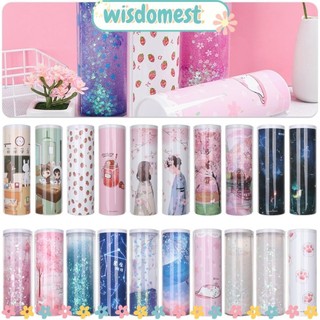SHIKICK Quicksand Mờ Sáng tạo Đa chức năng Hộp đựng bút chì hình trụ 2020 trường học Văn phòng phẩm Giá đỡ bút Màu hồng Máy tính màu xanh
