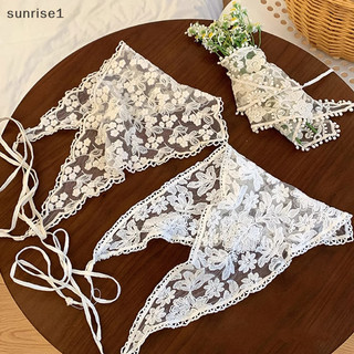 Sunrise1 Pháp Ren Tam Giác Khăn Tóc Nữ Cô Gái Xuân Hè Hàn Quốc Tóc Ngọt Khăn Kerchief Nữ Cô Gái Khăn Trùm Đầu Boutique