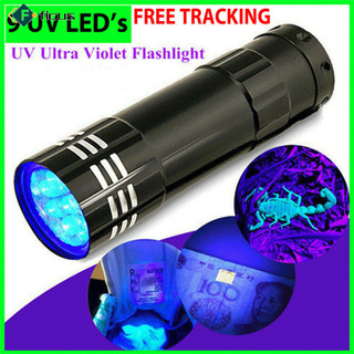 Sẵn sàng! 9 Đèn pin cực tím Uv Led Đèn pin huỳnh quang Mini đa chức năng Nhẹ di động ngoài trời chống nước