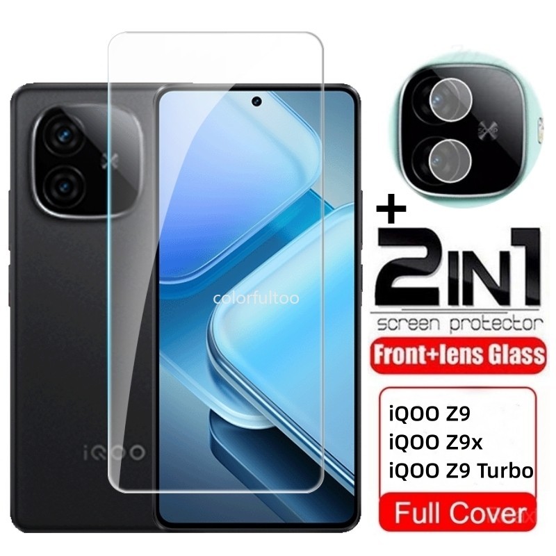 Phim Kính Cường Lực 2in1 9H Cho Vivo iQOO Z9X Z9 Turbo Z9Turbo 5G Full Cover Trong Suốt Phim Bảo Vệ Màn Hình Cho iQOOZ9 iQOOZ9x 5G Phim Ống Kính Máy Ảnh Phía Sau