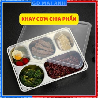 khay cơm chia phần, khay cơm kèm nắp đạy, khay ăn cơm 4 và 5 ngăn, chất liệu inox 304 cao cấp