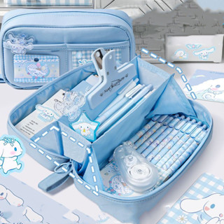 Hộp đựng bút chì dung tích cao 12 lớp Sanrio Hộp văn phòng phẩm Cinnamoroll Kuromi Melody Hộp đựng bút chì Văn phòng phẩm có nhãn dán miễn phí