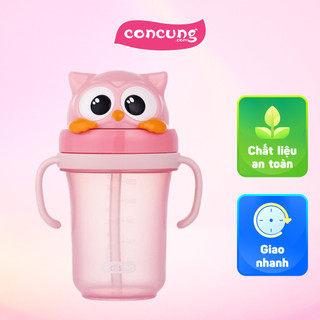 Bình tập uống edison 2 3d con cú - hồng