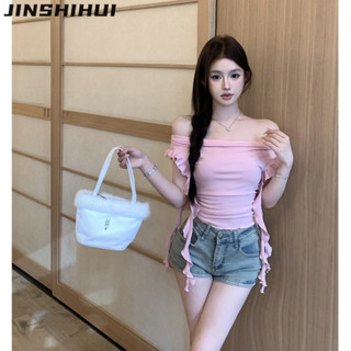JINSHIHUI áo phông áo thun nữ croptop baby tee Stylish Trendy Korean Cổ điển WTX2451NL2 21Z240525
