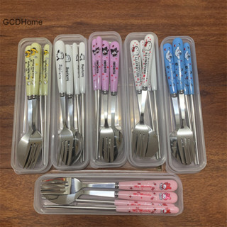 Gcdhome Dễ Thương Sanrio Kuromi Muỗng Nĩa Bộ 3 Món Hello Kitty My Melody Thép Không Gỉ Trẻ Em Bộ Đồ Ăn Đồ Dùng Phụ Kiện Nhà Bếp HOT