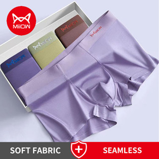 Miiow 3 Modal Nam Boxer Quần Lót Nam Hông Nâng Cao Kháng Khuẩn Cotton Cuecas Quần Lót Nam Mềm Mại Thoáng Khí Người Boxer