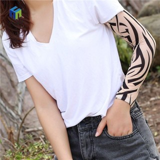 Tay áo hình xăm cánh tay hoa, Chống tia cực tím liền mạch cho nam, Găng tay dài tay co giãn mỏng thoáng khí Ice Silk Arm Tay áo ngoài trời