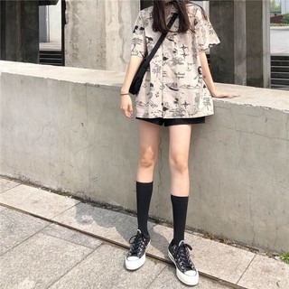 Yuewen Áo Sơ Mi Ngắn Tay Áo Sơ Mi Nữ Mùa Hè Hàn Quốc Rời In Hình Áo Sơ Mi Top