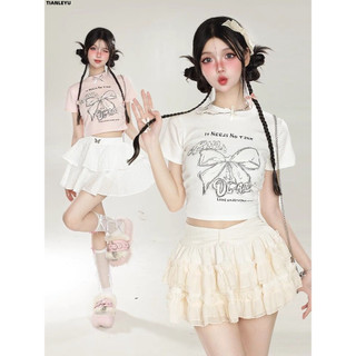 TIANLEYU áo phông áo thun nữ croptop baby tee Fashion thời trang Comfortable Trendy WCS2451XJM 23Z240603