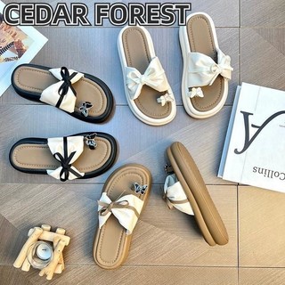 Dép Nữ Phiên Bản Hàn Quốc Mới của nơ ruy băng mỏng đeo trên nền tảng kỳ nghỉ sandal nâng cao