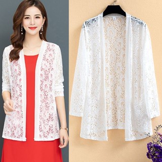 Khăn choàng mùa hè 2024 dành cho nữ Quần áo chống nắng Áo len ren dài vừa phải Áo khoác ngoài mỏng Áo khoác dài tay bên ngoài Áo khoác Cardigan văn phòng