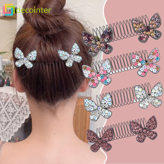 Ngọt Ngào Thời Trang Bướm Kim Cương Tóc Hoàn Thiện Lược Vô Hình - Tóc Gãy Hình Chữ U Tạo Kiểu Tóc Cố Định Lược Chải Tóc
