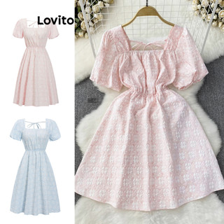 Đầm Lovito buộc sau dệt họa tiết hoa thường ngày cho nữ L80ED296
