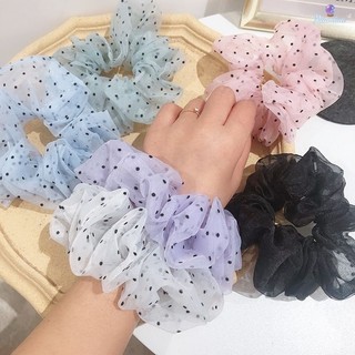 Dây buộc tóc, cột tóc vải scrunchies chiffon chấm bi siêu đẹp Orin