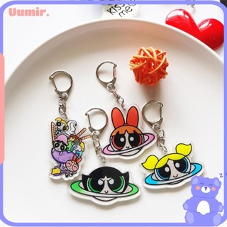 Uumir Mini Móc Khóa, Cặp Đôi Stitch Acrylic Móc Khóa, 2024 Blossom Bubble Kid Toy The Powerpuff Girls Tai Nghe Pendent Quần Áo Phụ Kiện