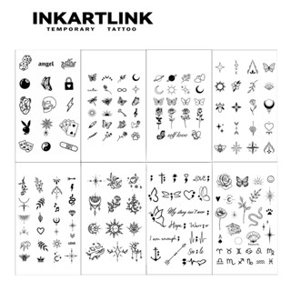 Inkartlink Miếng dán hình xăm tạm thời chân ngón tay tối giản, Hình xăm ma thuật lâu trôi không thấm nước trăng bướm tối giản, Kéo dài đến 15 ngày Hình xăm giả, Hình xăm bán vĩnh viễn
