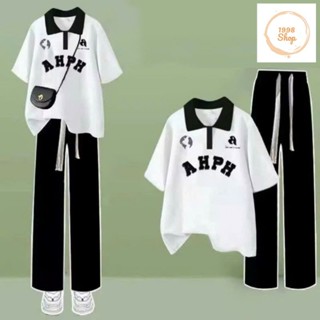 SÉT BỘ QUẦN ỐNG RỘNG DÂY RÚT BẢN TO + MIX ÁO PHÔNG POLO CỔ BẺ FORM RỘNG