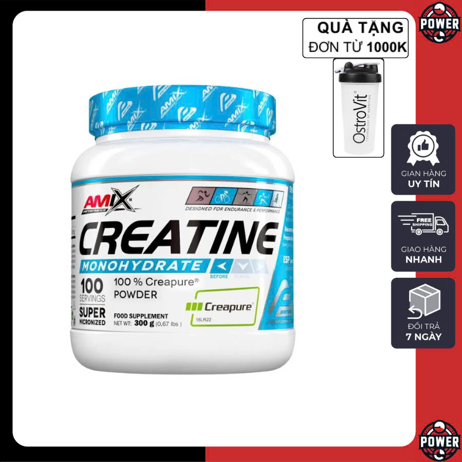 [FreeShip] Creatine Amix Monohydrate Creapure 300g (100 Servings) Xanh - Bột Tăng Sức Mạnh Cơ Bắp