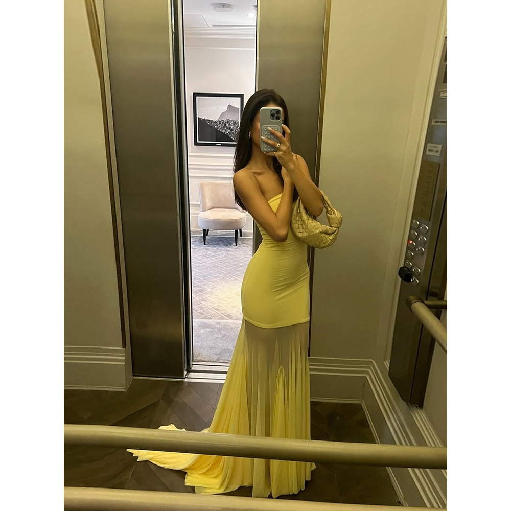 Klalien Chắp Vá Nhìn Xuyên Qua Đầm Nữ Thanh Lịch Chắc Chắn Xếp Ly Không Tay Lưng Ôm Dự Tiệc Vestidos | BigBuy360 - bigbuy360.vn