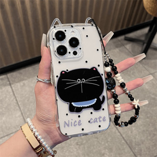 Ốp Điện Thoại Mèo Mặt Lớn Wave Point Cho iPhone 16 16 16Pro 16Plus 16Pro Max 11 12 13 14Plus 15Pro XR XS Max 7 8Plus Dây Xích Tình Yêu Bé Gái Tai 3D Chống Rơi Vỏ Điện Thoại Di Động TED