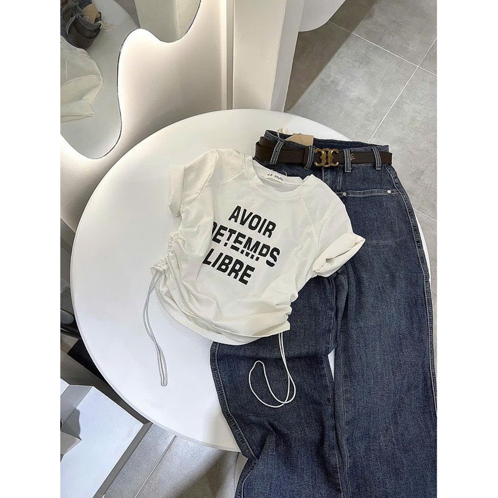 Áo phông in chữ basic Huang studio