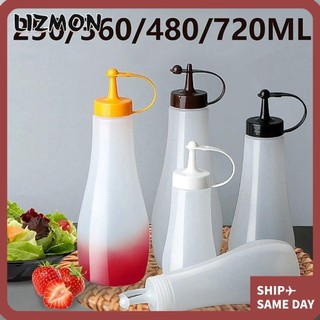 Lizmon 1 cái chai bóp, 4 dung tích ketchup mù tạt hộp đựng gia vị chai, 250 / 360 / 480 / 720ml tiện ích nhà bếp chai nhựa bắn nước