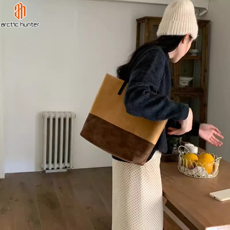 Túi xô đeo vai màu da lộn phong cách cổ điển Bắc Cực Hunter Châu Âu và Mỹ, túi tote dung tích lớn thông thường