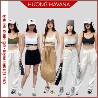 Áo bra 2 dây dáng thể thao chất thun tăm may liền đệm ngực cạp chữ because of you cá tính mã FLA630