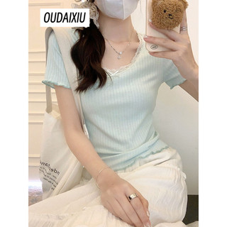 OUDAIXIU áo phông áo thun nữ croptop baby tee Vintage Minimalist xu hướng Trendy WCS2440SDF 16Z240418