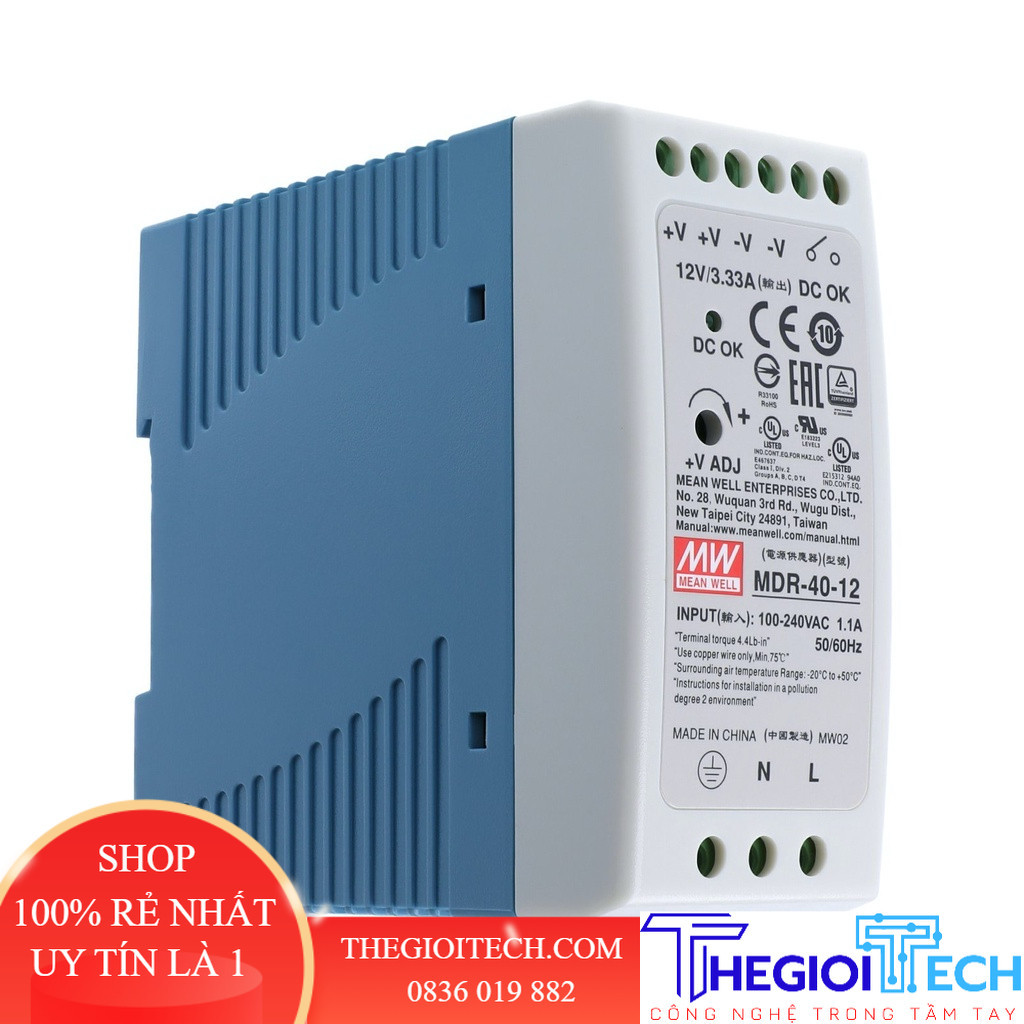 BỘ NGUỒN MEANWELL MDR-40-5, MDR-40-12, MDR-40-24, MDR-40-48 - MDR-40-12