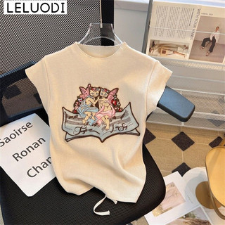 LELUODI áo phông áo thun nữ croptop baby tee hàn quốc Stylish Thời trang Korean WTX2430WDD 17Z240424