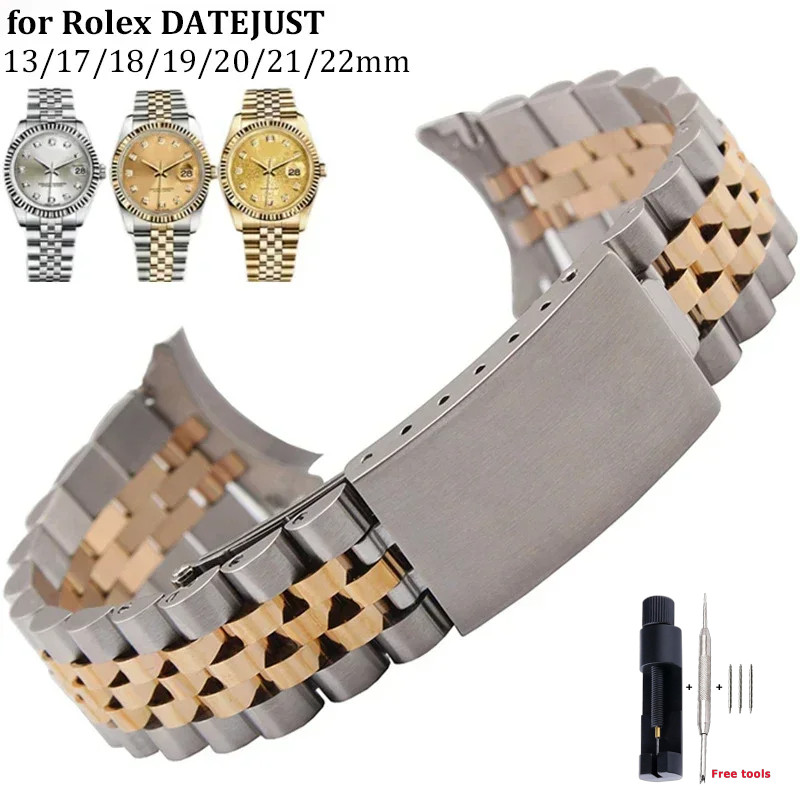 13 17 18 19 20 21 22mm Thép không gỉ Vòng cung khuỷu tay Dây đeo sang trọng cho Rolex DATEJUST Jubil