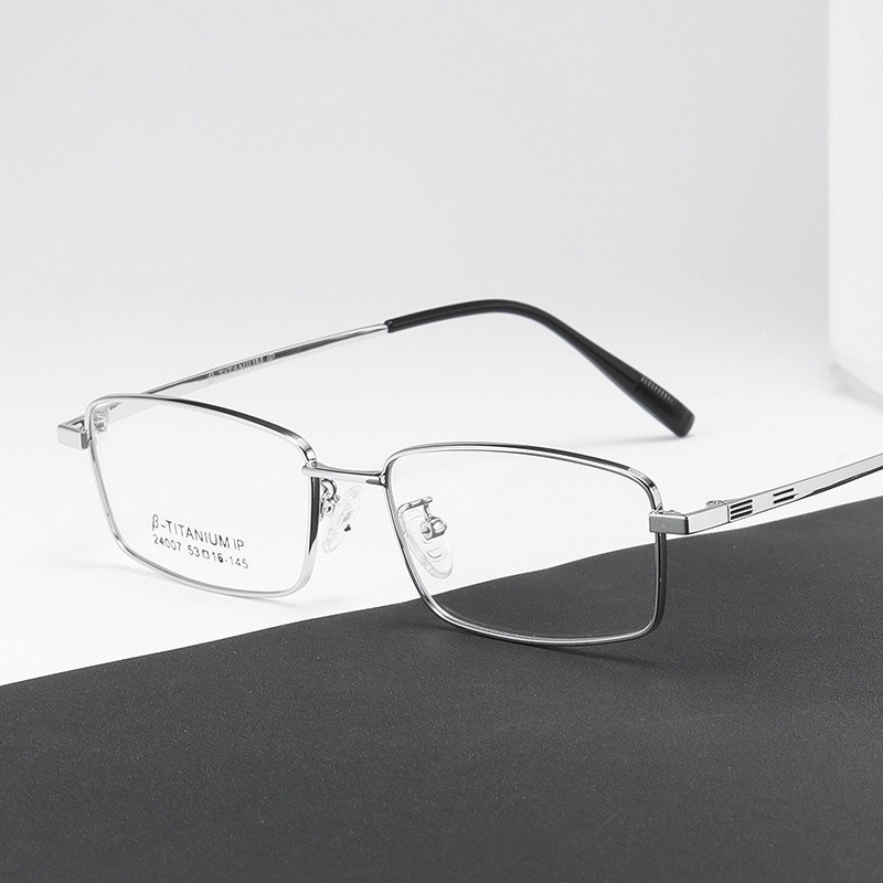 24007Semi-Titanium High-Grade Small Frame Ultralight Business Men's Glasses Frame Anti-Blue Light Gl