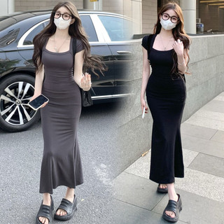 Áo thun nữ mùa hè Váy dài hông ôm vừa vặn hẹp @ -