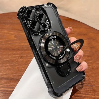  Sang Trọng Nhẫn Giá Đỡ Từ Mạ Ốp Lưng Điện Thoại iPhone 15 14 13 12 11 Pro Max 15 Plus Chân Đế Trong Suốt Túi Khí Chống Sốc Acrylic Silicon Bao 