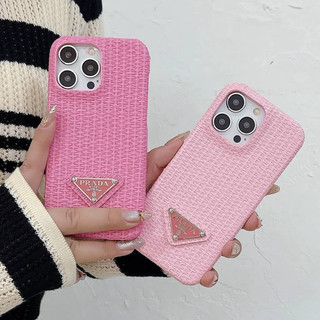 Ốp lưng dệt thời trang thương hiệu sang trọng cho iPhone 16 Pro Max 12 13 14 15 Pro Max 15 Plus Màu hồng