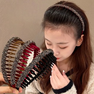 Băng đô kim cương nguyên khối phong cách Hàn Quốc Kẹp tóc có răng chống trượt Phụ kiện nữ thời trang và sảng khoái