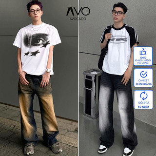 Quần jeans Nam ống rộng suông wash màu cá tính Vintage Faded Indigo Cao cấp đẹp