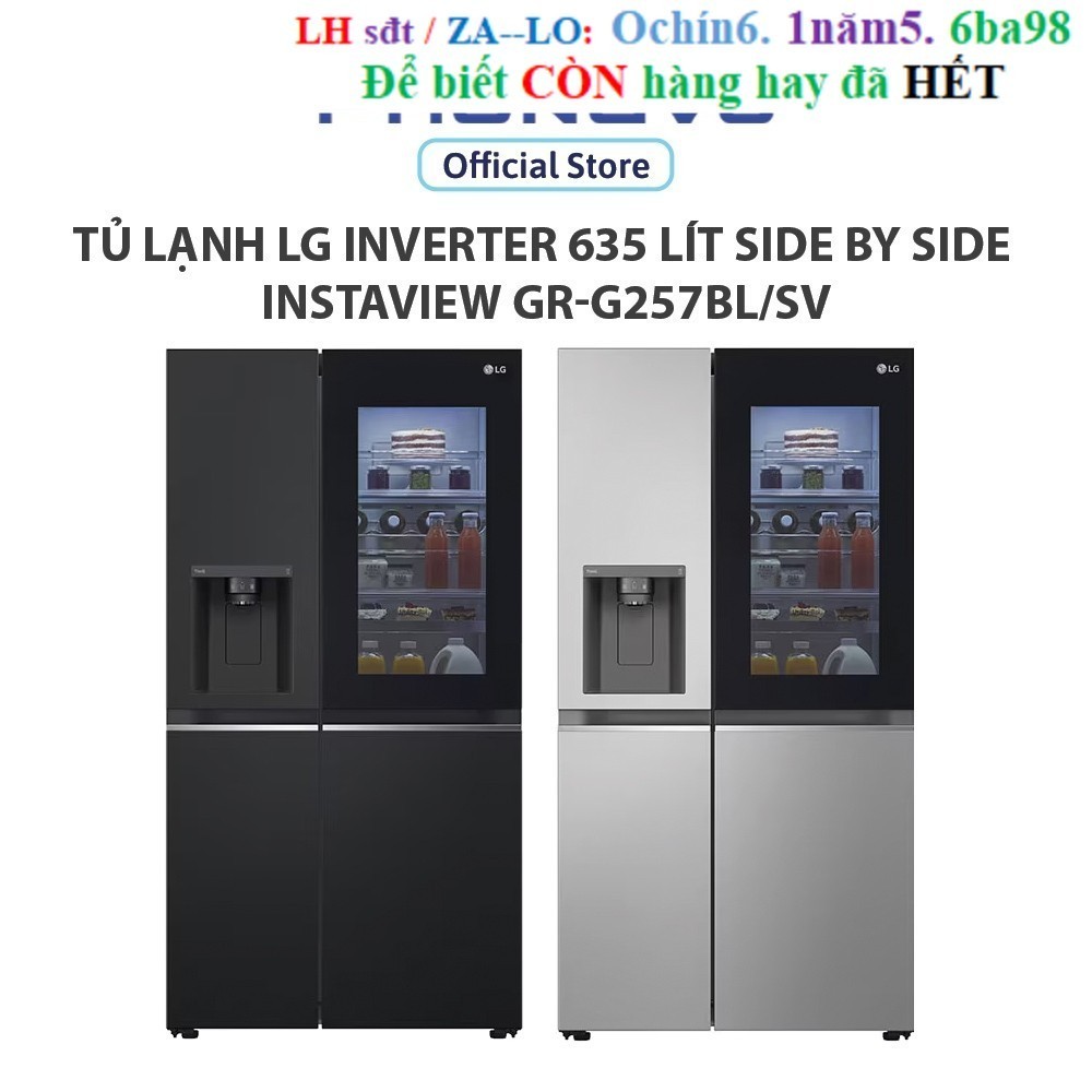 Rẻ Tủ lạnh LG Inverter 635 lít Side By Side InstaView GR-G257SV/BL