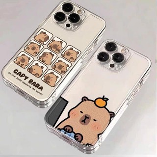 Vỏ Capybara Dễ Thương Cho IPhone 13 12 11 Pro Max Mini 6 6S 7 8 Plus X XS Cặp Đôi Silicon Anime Hoạt Hình Trong Suốt Vỏ Điện Thoại Chống Sốc