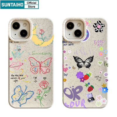 Suntaiho Ngộ nghĩnh Dễ Thương Vỏ Điện Thoại Họa Tiết Bướm Đẹp Cho Iphone 15 14 12 13 11 Pro Max IP 7 8 Plus Iphon X Xs XR Xs Max Silicone Mềm Cao Cấp Chống Sốc Ốp Lưng