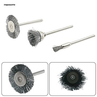 3 Cái Bàn chải dây thép không gỉ Bánh xe Dụng cụ quay Loại bỏ rỉ sét Đánh bóng