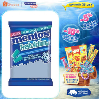 Sing gum Mentos Fresh Action hương bạc hà mạnh (Gói 40 viên)